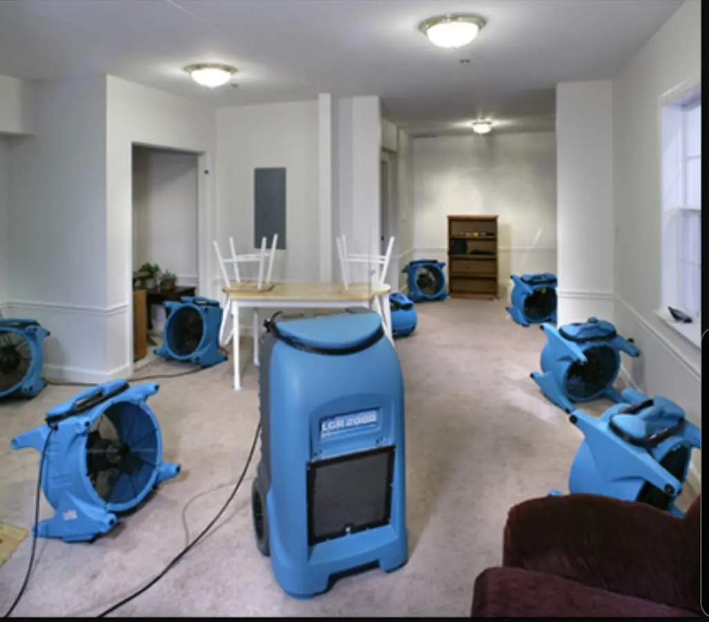 Air movers and dehumidifier setup for Water Extraction & Removal in Niagara