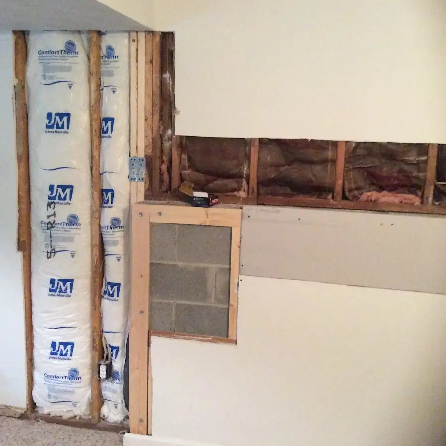 Wall insulation replacement during Basement Flood Cleanup in Niagara